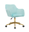 Chic Aqua Velvet Adjustable Office Chair with Gold Legs