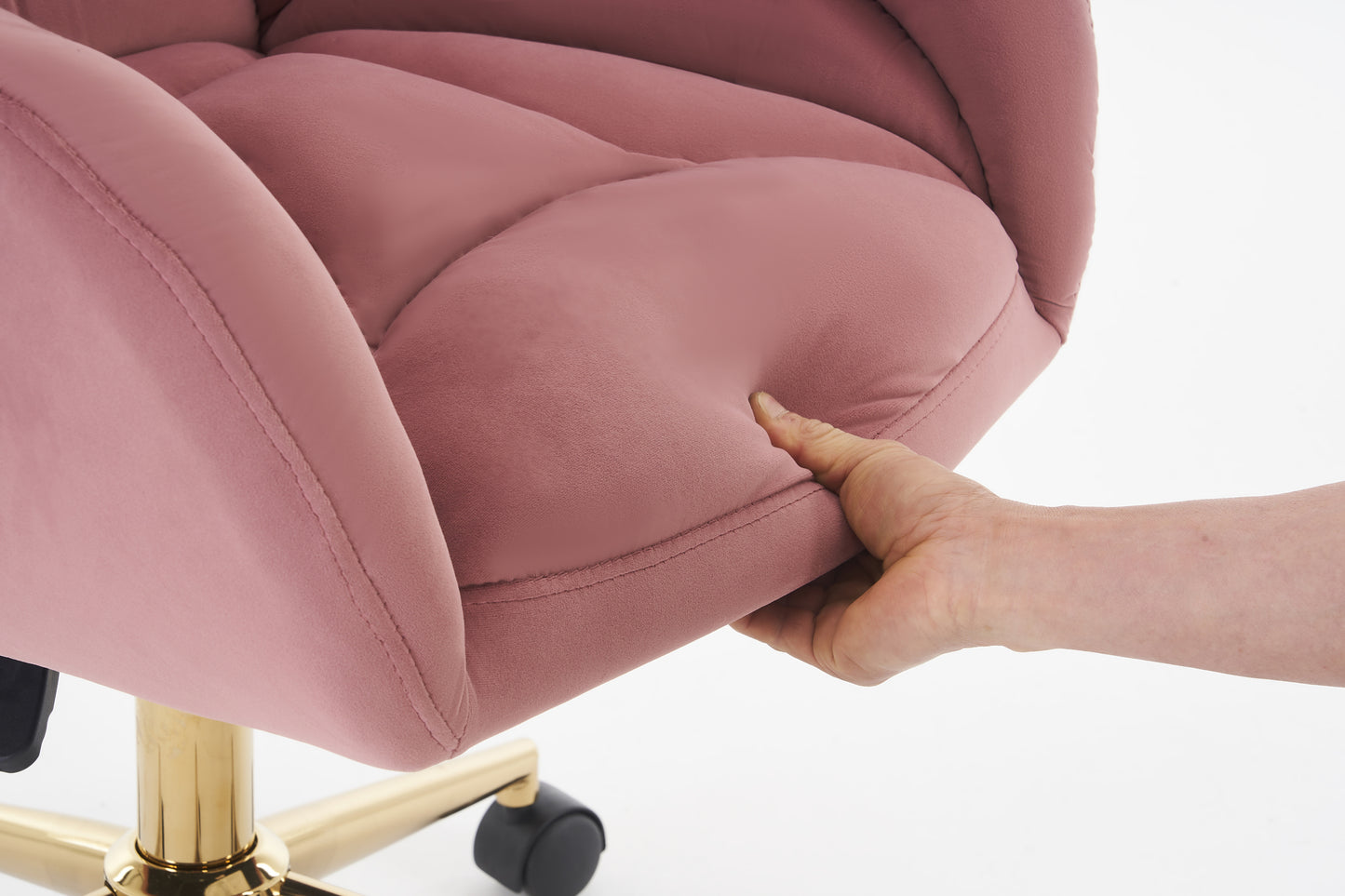 Chic Pink Velvet Swivel Chair with Gold Base