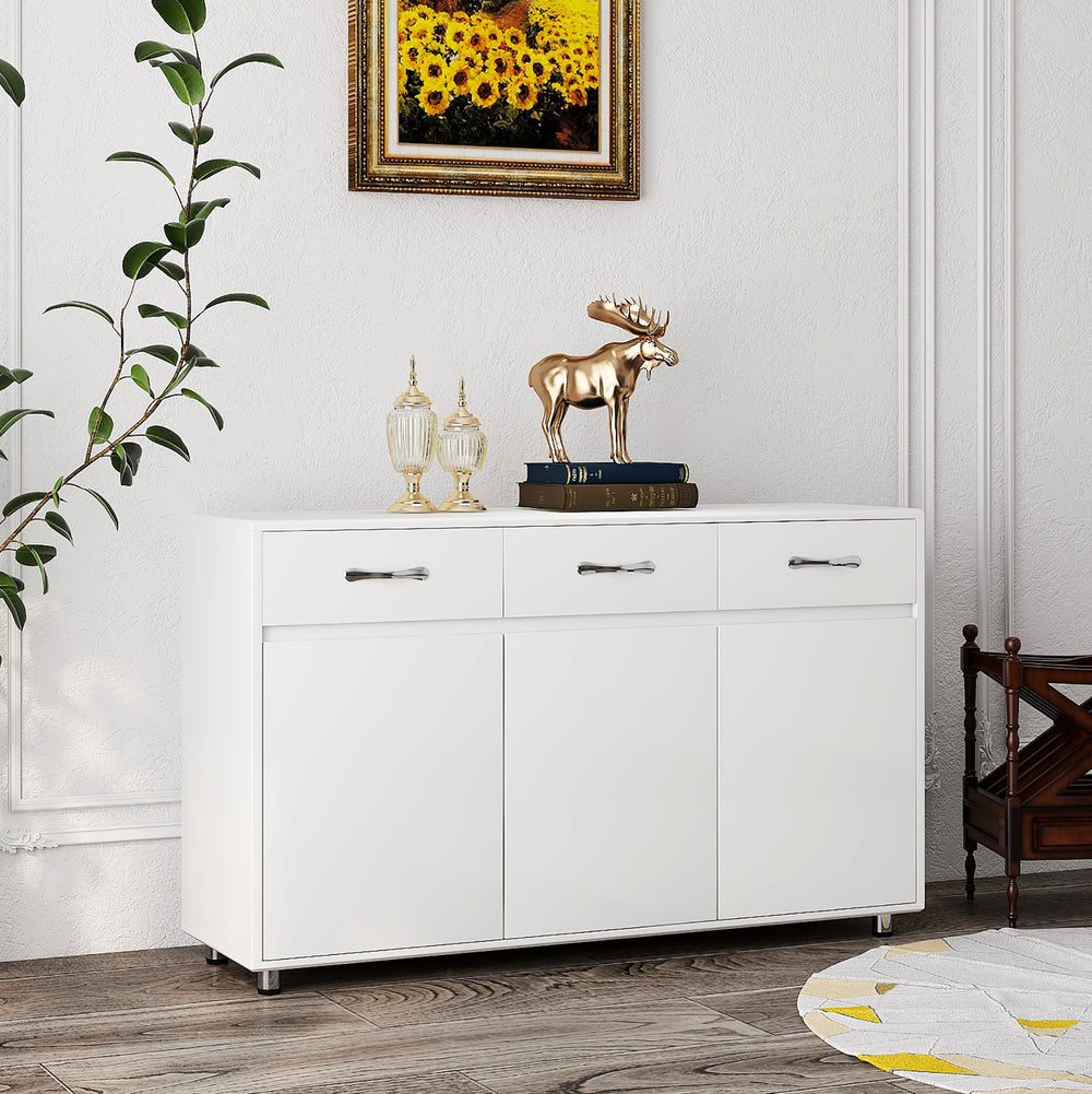 Chic White Three-Door Side Table