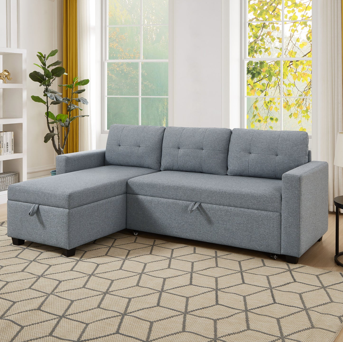 CozyConvertible Sectional Sofa with Storage in Light Grey