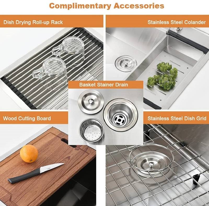 Sleek Stainless Steel Drop-In Kitchen Sink with Workstation Grid