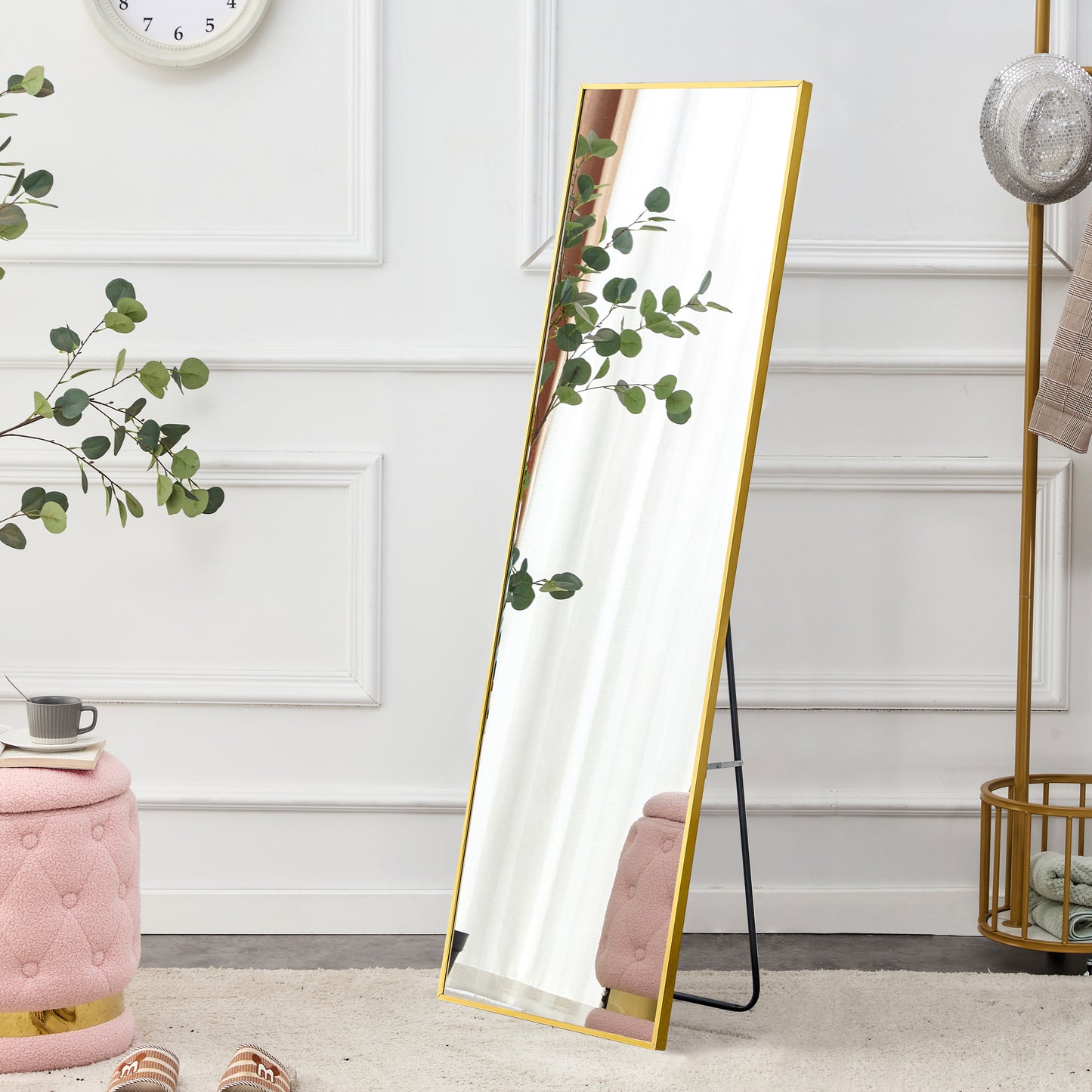 Sleek Golden Wall Mirror - Elevate Your Space!