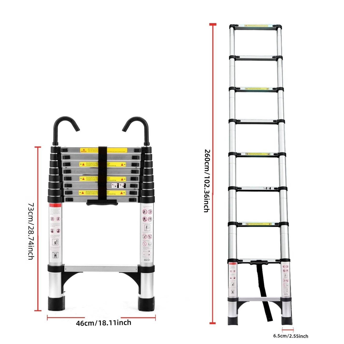 Versatile Telescopic Ladder with Hook & Support