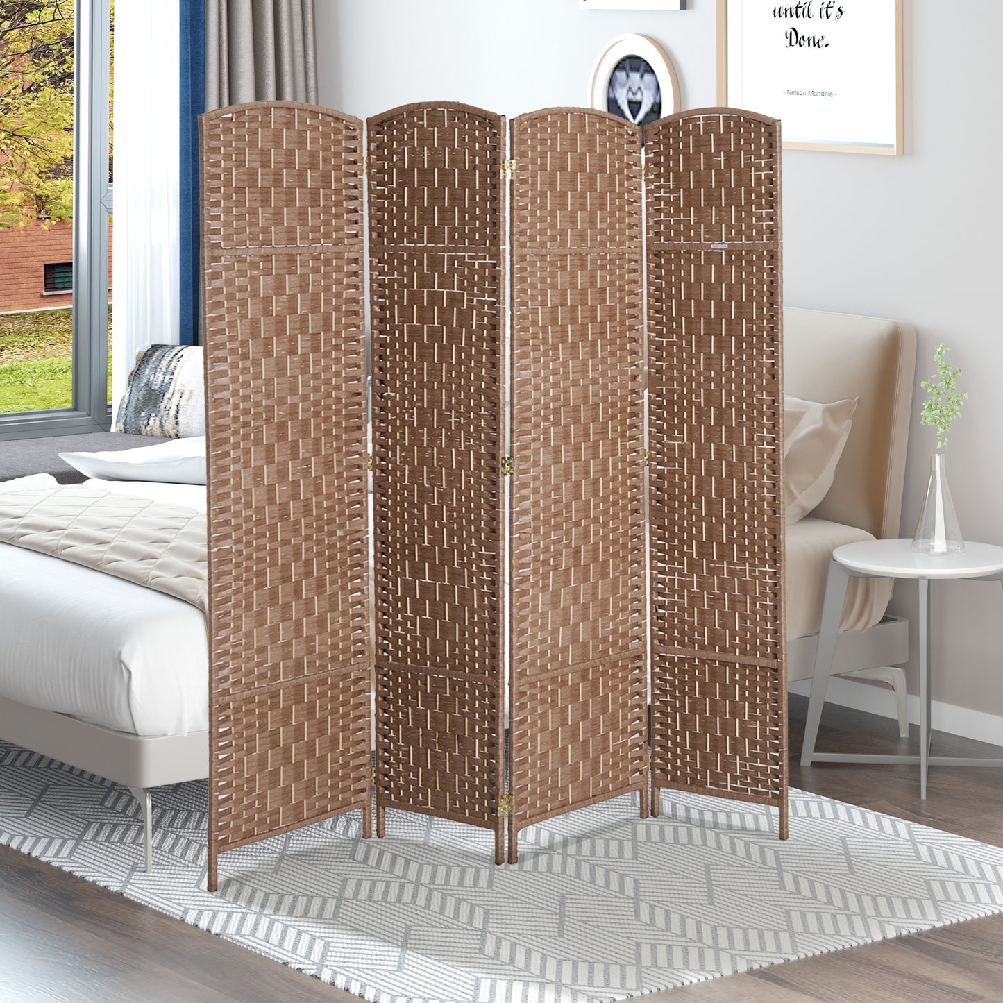 Natural Wicker Room Divider - Stylish Privacy Screen