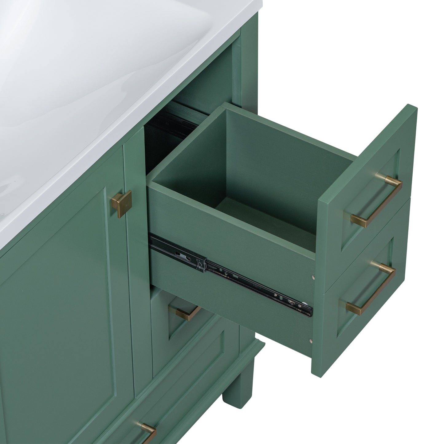 Chic Green Bathroom Vanity with Sink and Soft-Close Drawers