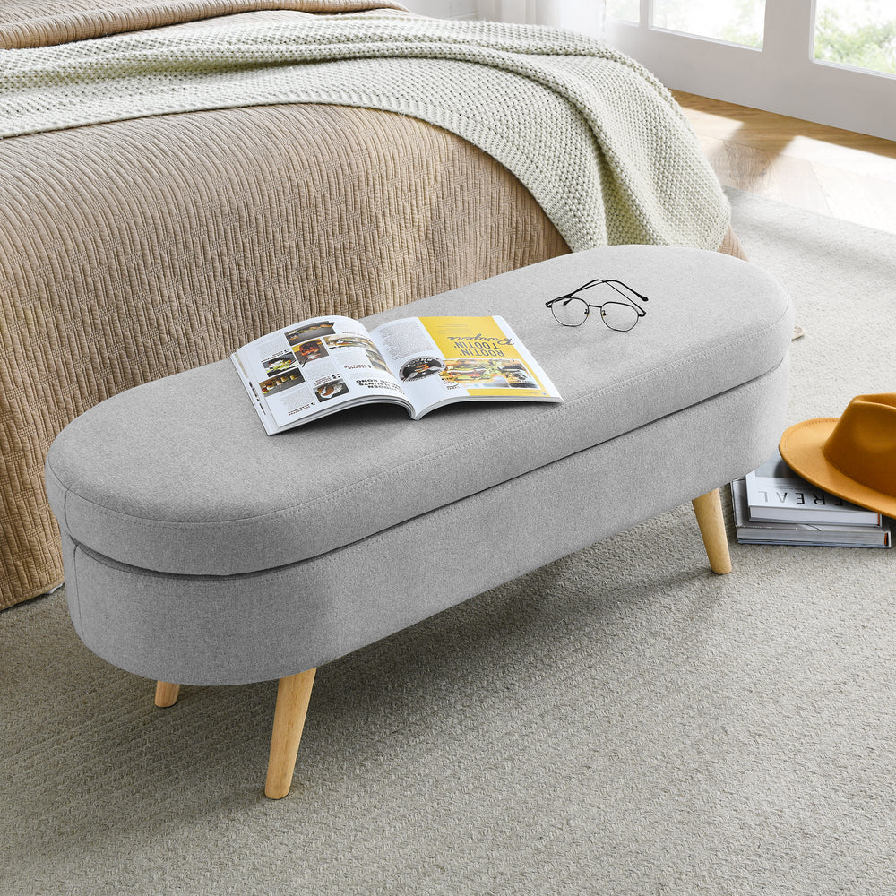 Cozy Grey Storage Bench