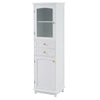 Chic Tall Bathroom Cabinet with Glass Doors & Adjustable Shelves