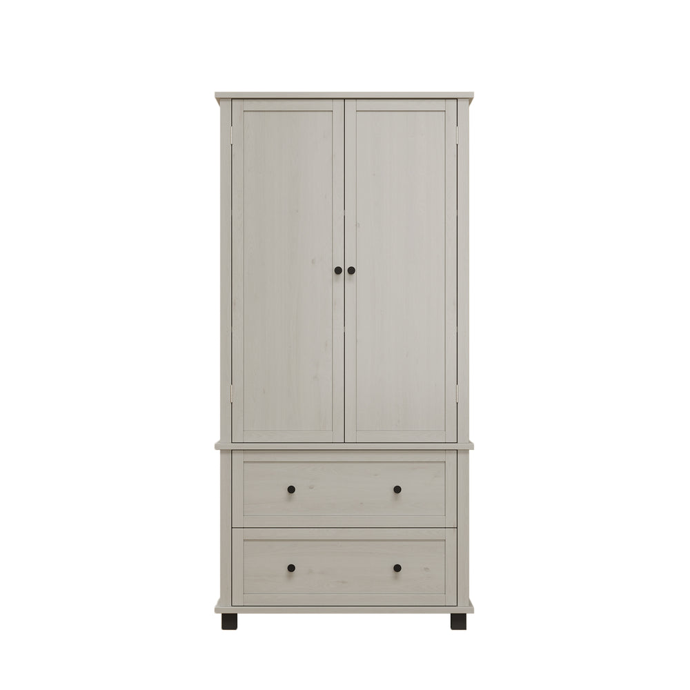 Elegant Pantry Storage Cabinet with Drawers and Shelves in Antique White