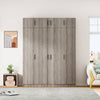 Stylish Gray Four-Door Wardrobe with Drawer and Cabinet