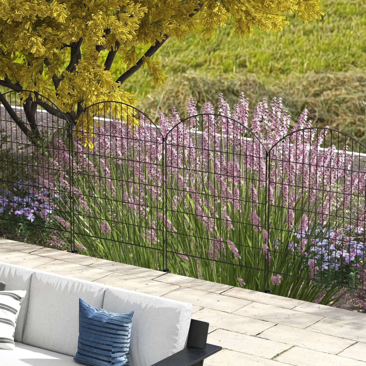 Outsunny Stylish Garden Fence Panels - Rust-Resistant Animal Barrier & Decorative Border for Your Outdoor Spaces