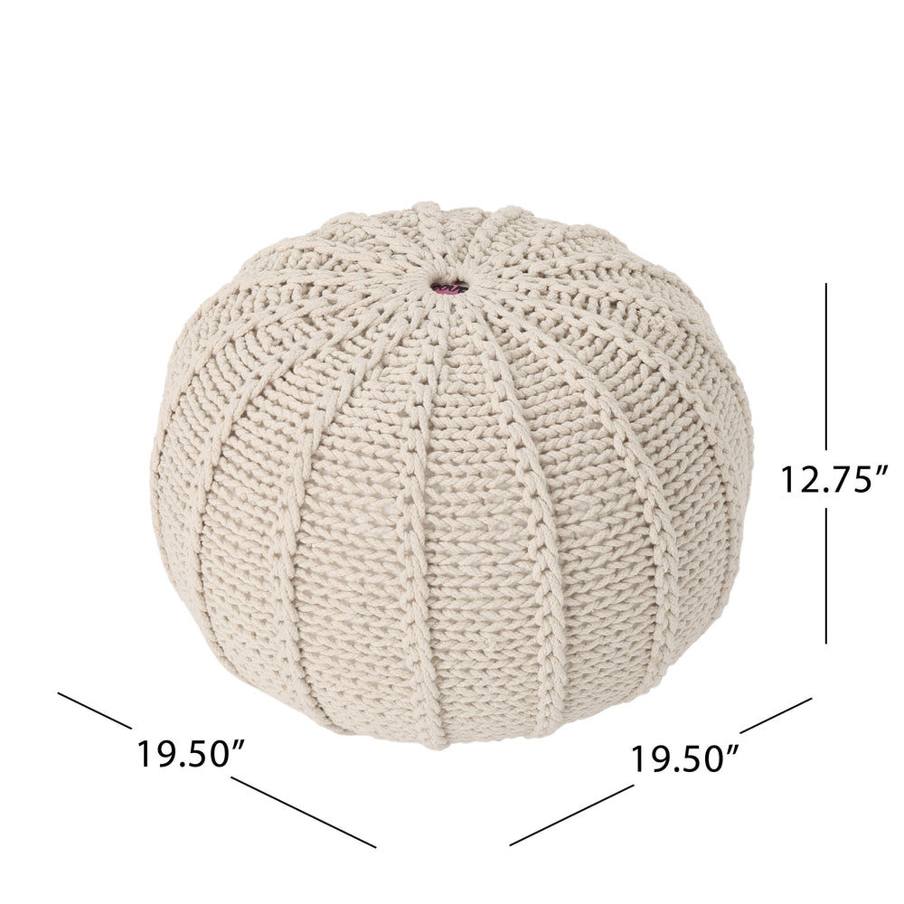 Snug Beige Knitted Pouf