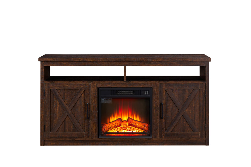 Cozy Farmhouse TV Stand with Fireplace