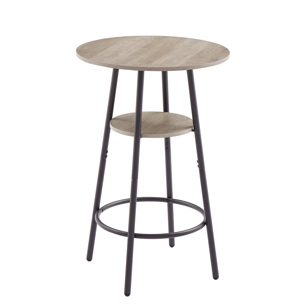 Cozy Grey Round Bar Stool Set with Backrest and Shelf