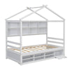 Cozy Twin House Bed with Roof & Storage