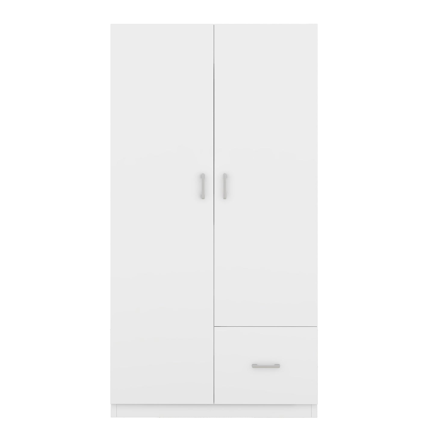 Chic White Wooden Armoire with Double Doors and Ample Storage