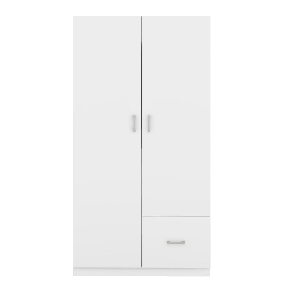 Chic White Wooden Armoire with Double Doors and Ample Storage