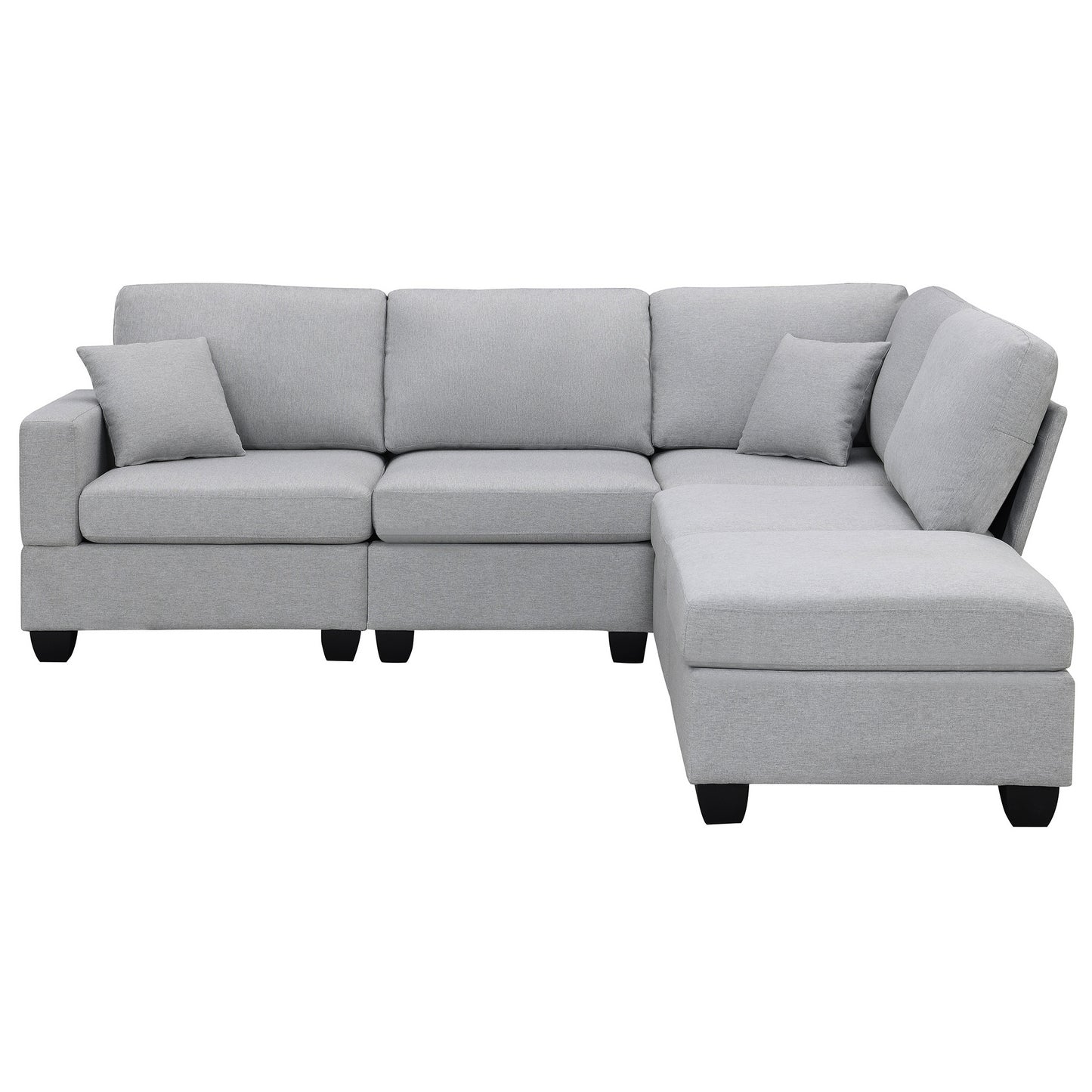 Chic Modular L-Shaped Sofa Set with Convertible Ottoman