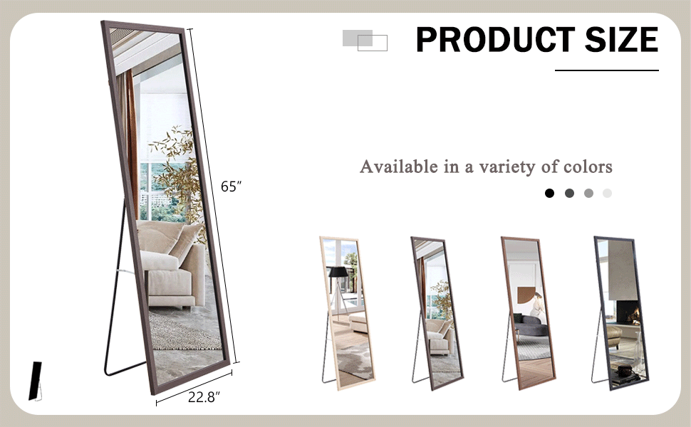 Elegant Gray Wood Full-Length Mirror