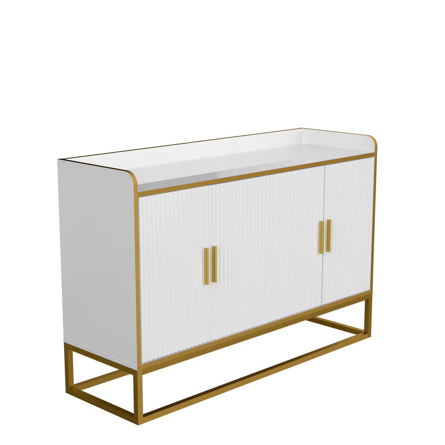 Sleek White Kitchen Buffet with Chic Metal Legs