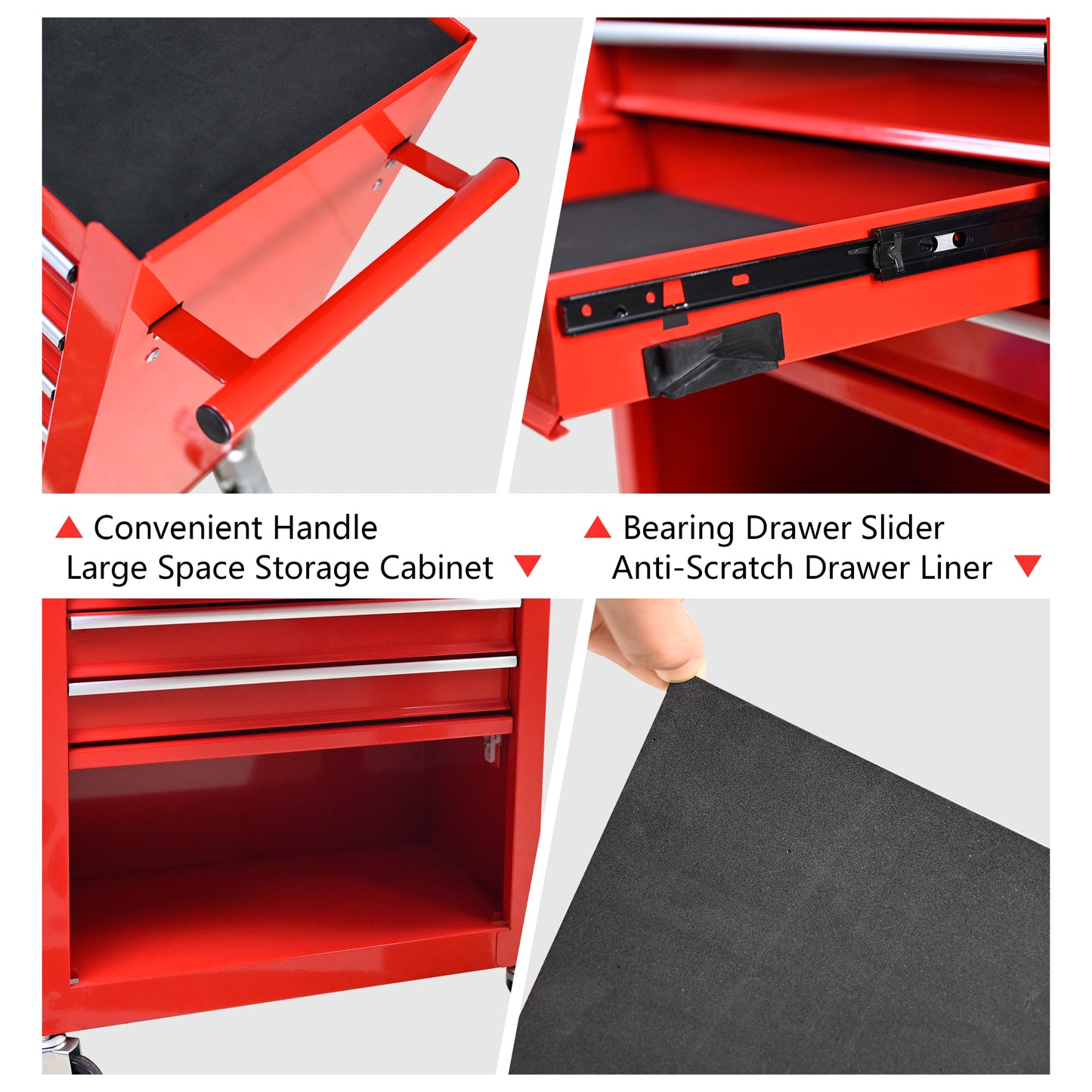 Rolling Red Tool Cart with Four Drawers