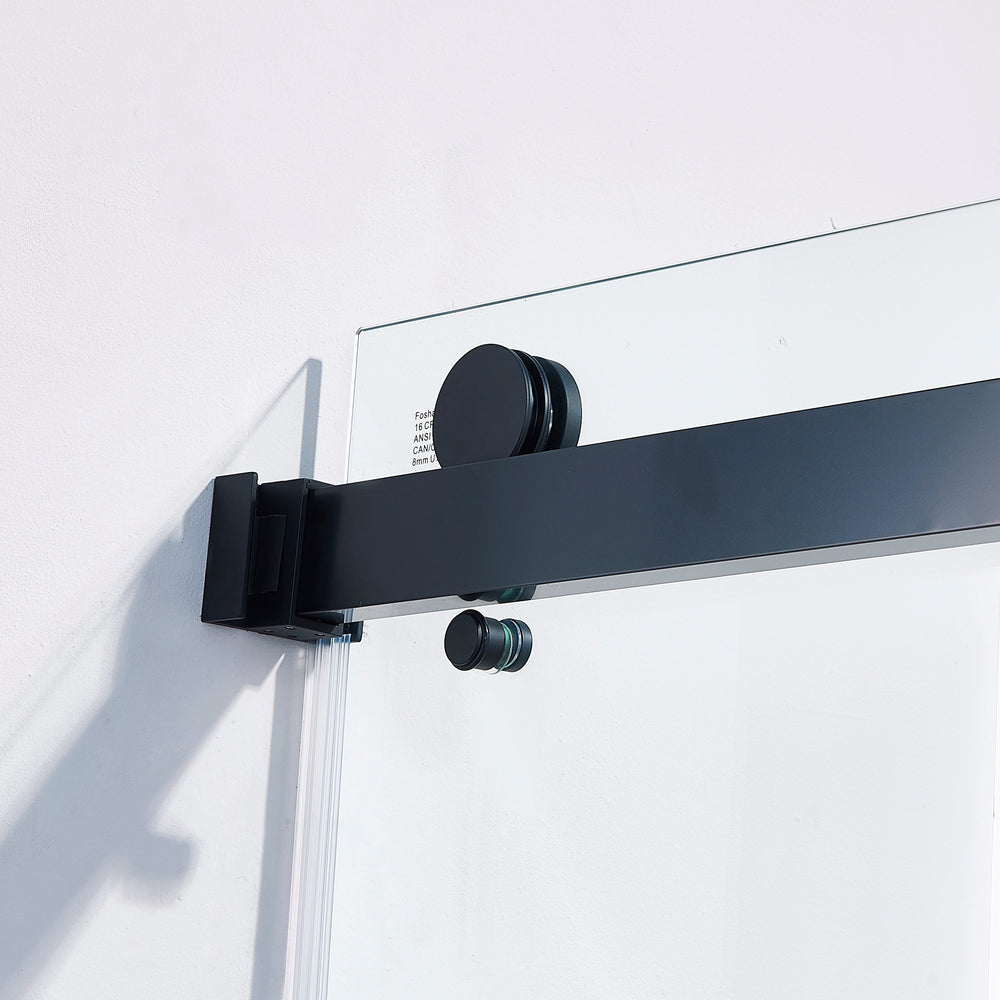 Sleek Matte Black Frameless Sliding Shower Door