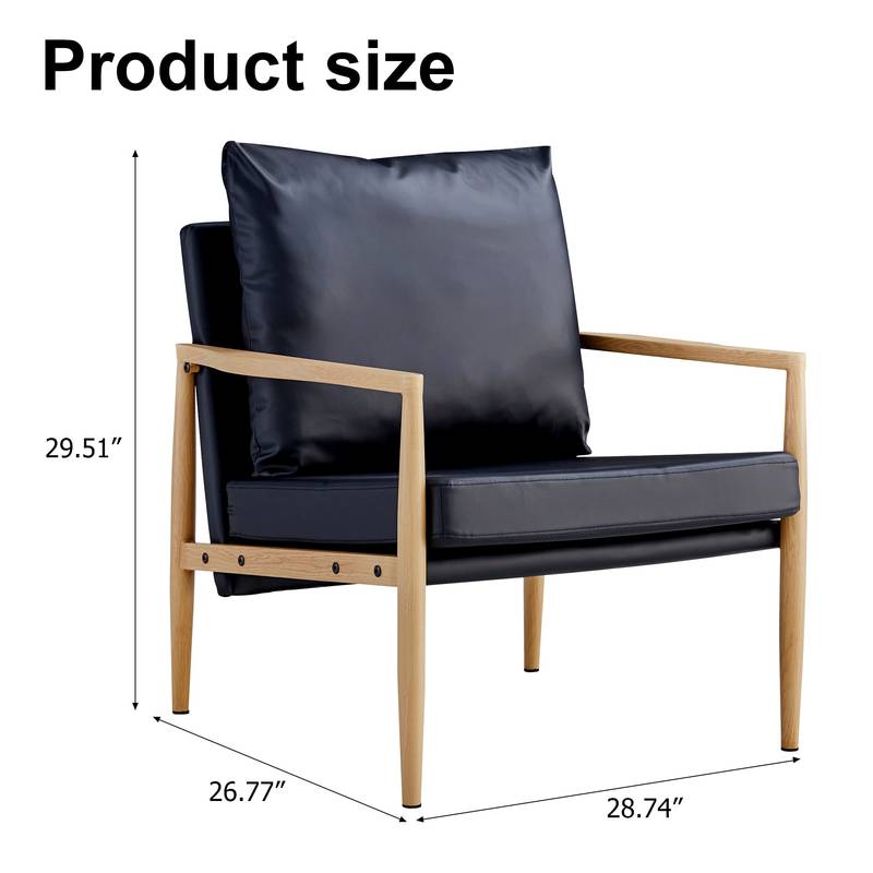 Chic Black Leather Accent Chair