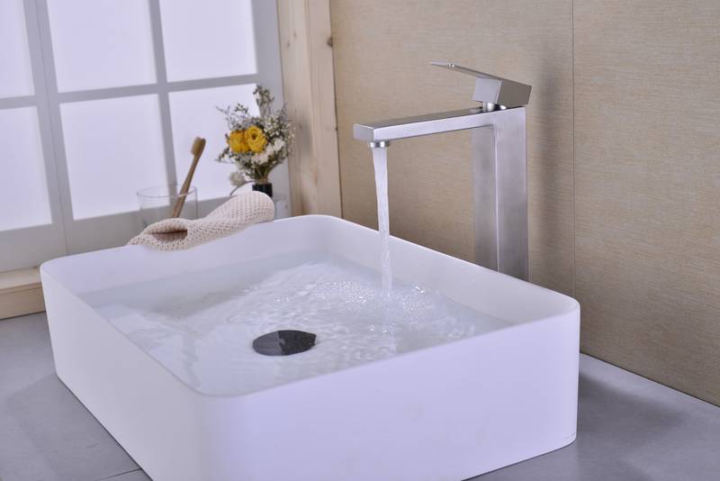 Sleek Brushed Nickel Bathroom Faucet