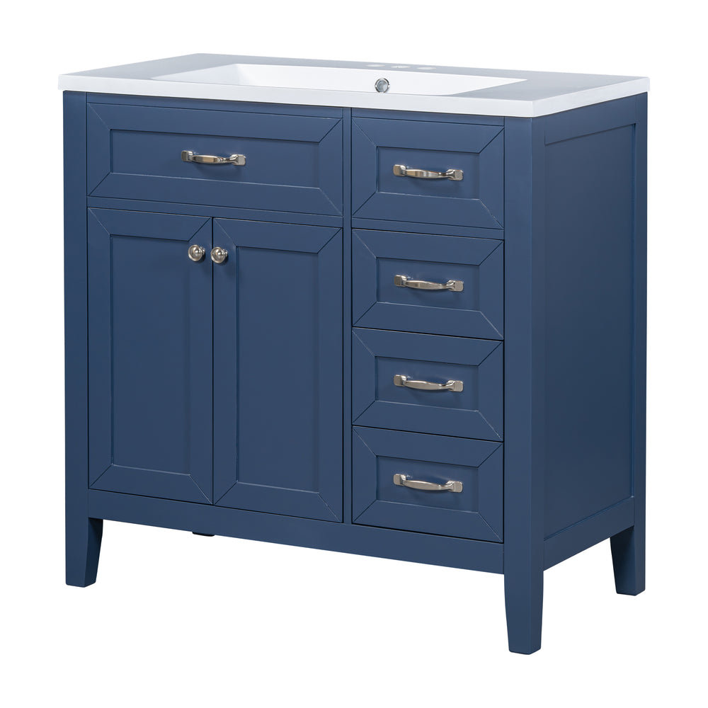 “Chic Blue Bathroom Vanity with Sink and Storage”