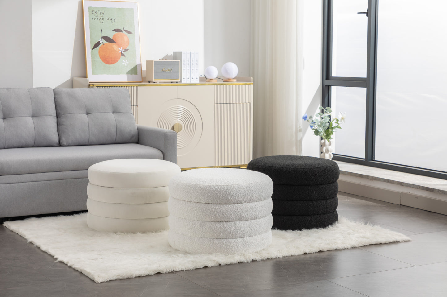 Stylish Black Storage Ottoman