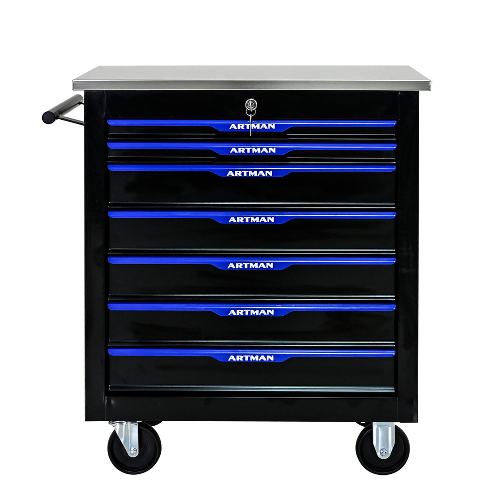 Versatile Rolling Tool Cart in Black and Blue