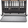 Stylish Heavy Duty Dog Crate with Wheels and Easy-Clean Trays