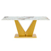 Chic Marble-Style Dining Table with Gold Legs