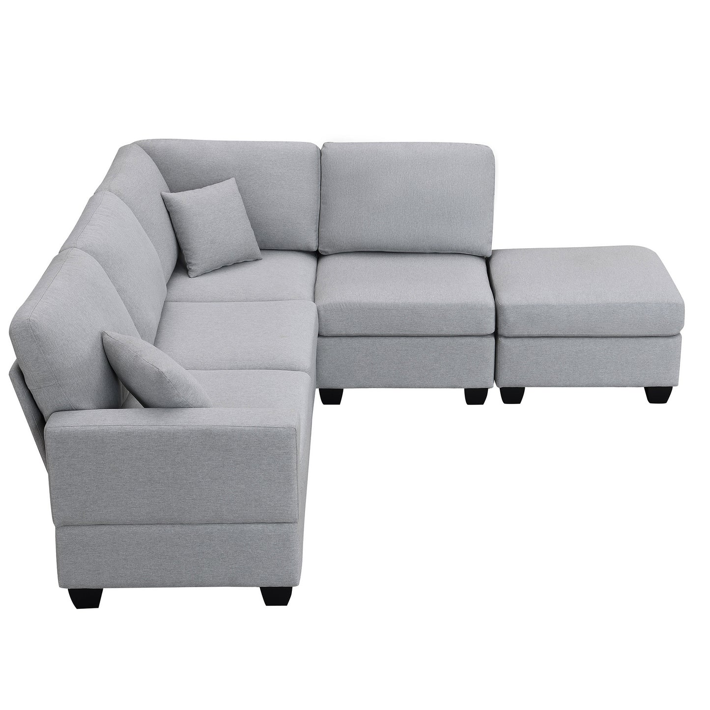 Chic Modular L-Shaped Sofa Set with Convertible Ottoman