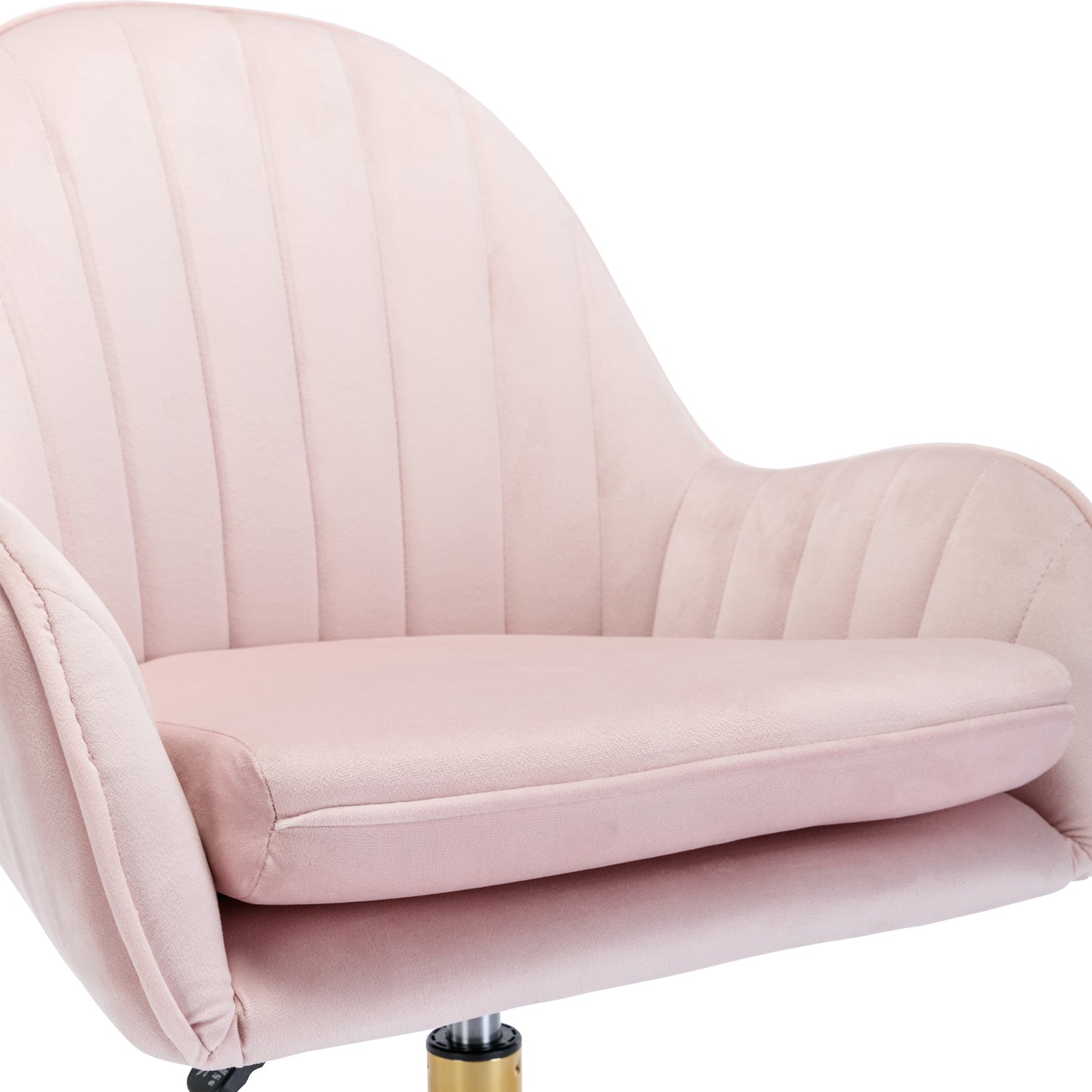 Chic Pink Velvet Office Chair with Gold Accents