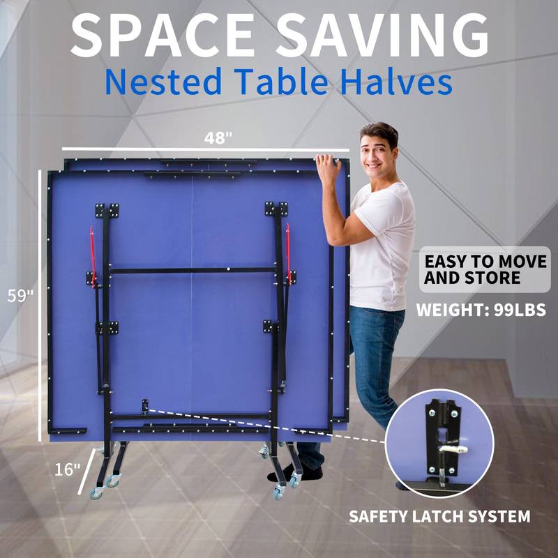 Portable Fun: Mid-Size Table Tennis Set with Net & Paddles