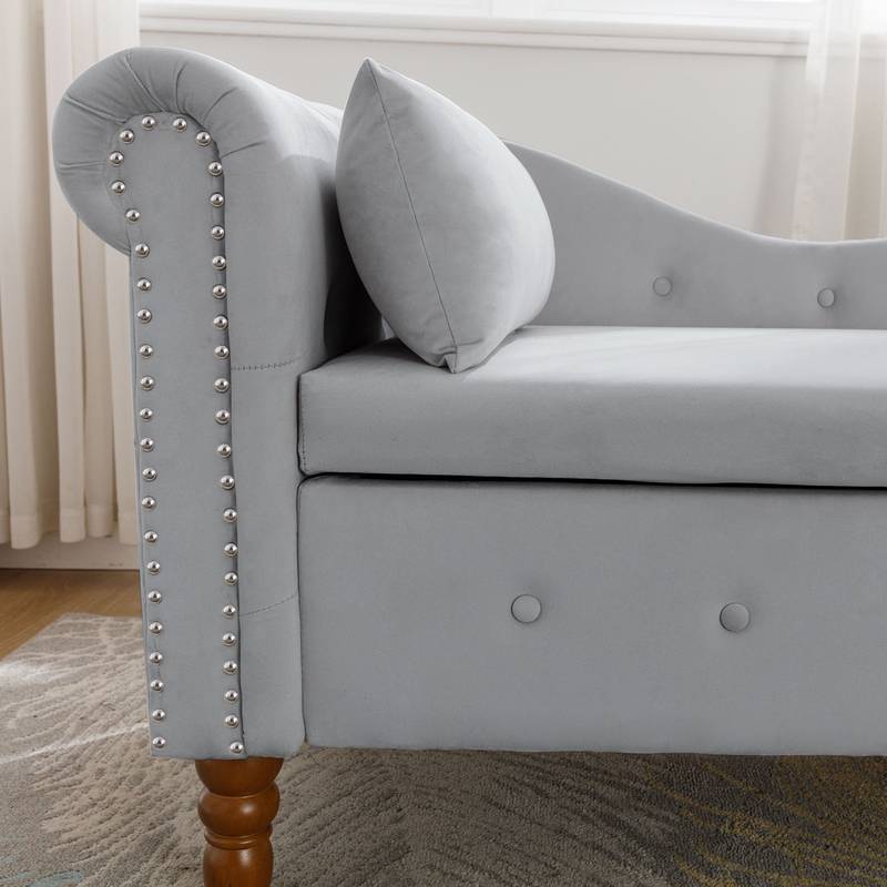 Velvet Dream Lounge Chair with Storage & Pillow