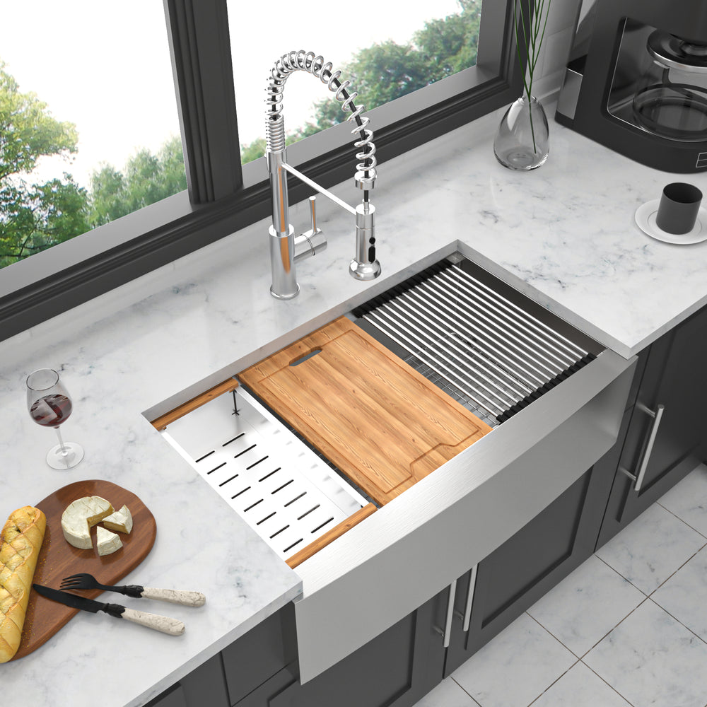 Rustic Stainless Steel Farmhouse Sink