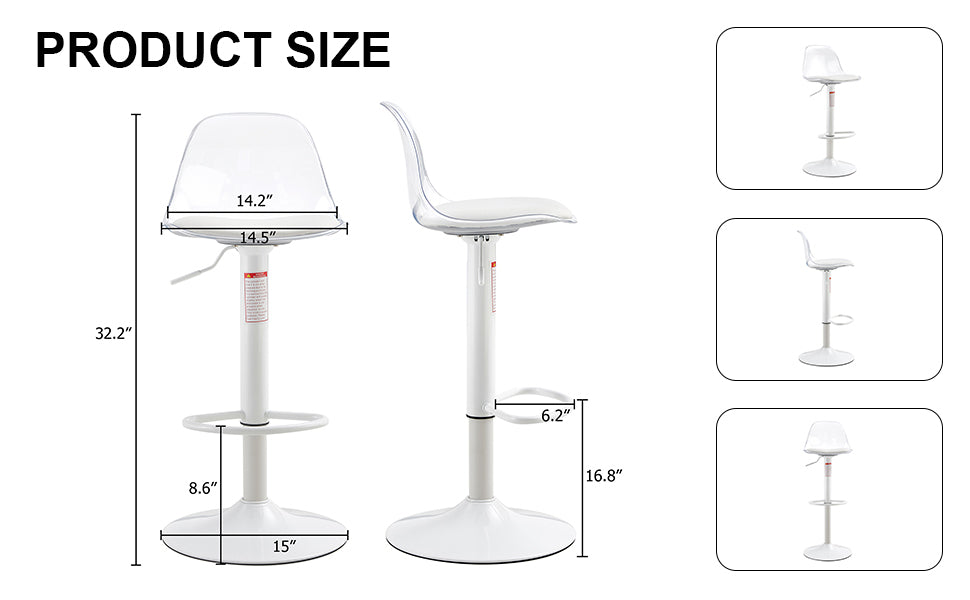 Sleek Spin & Lift Bar Stools – Set of 2