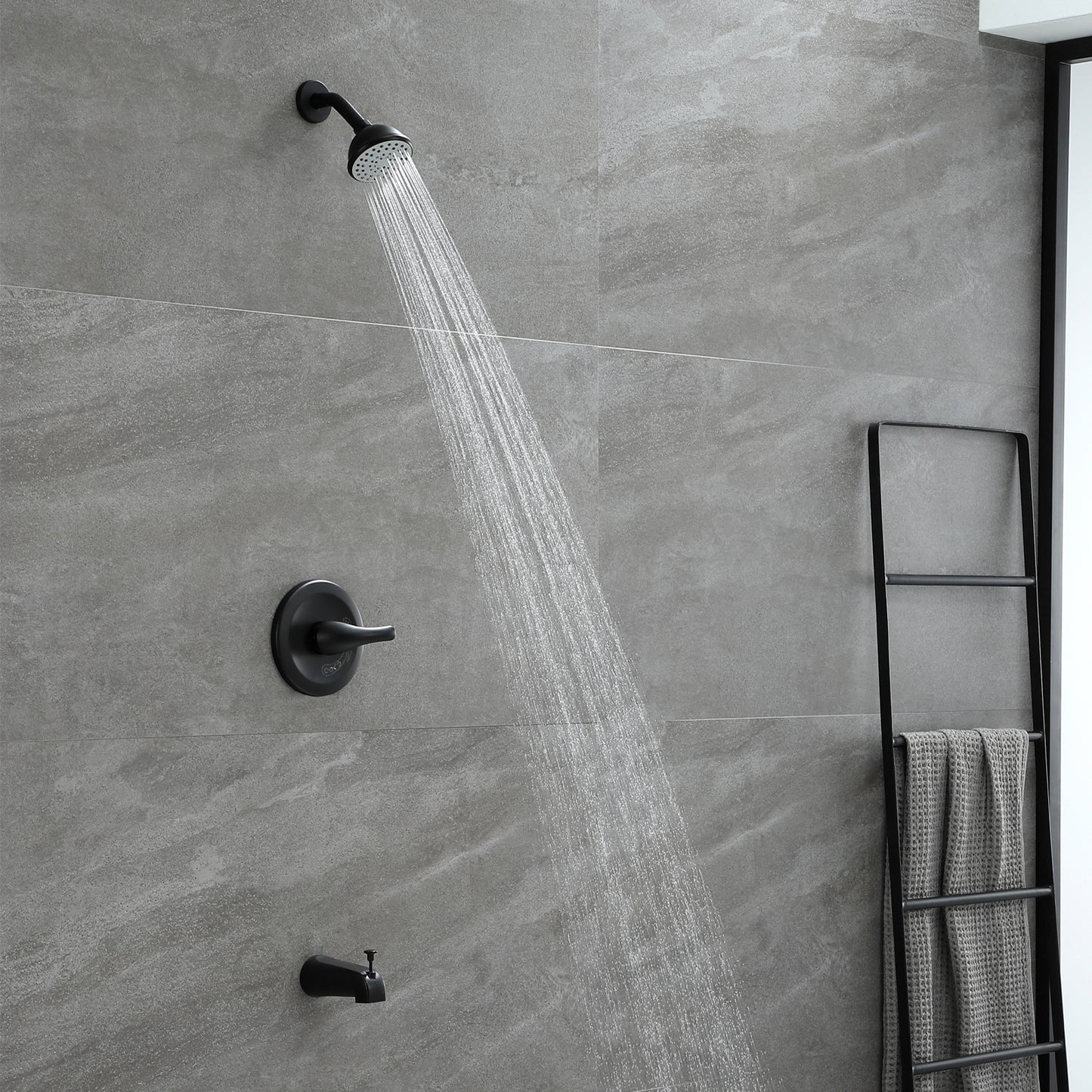 Sleek Matte Black Shower & Tub Combo