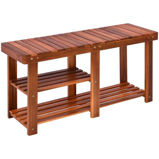 Rustic Wooden Shoe Bench Organizer