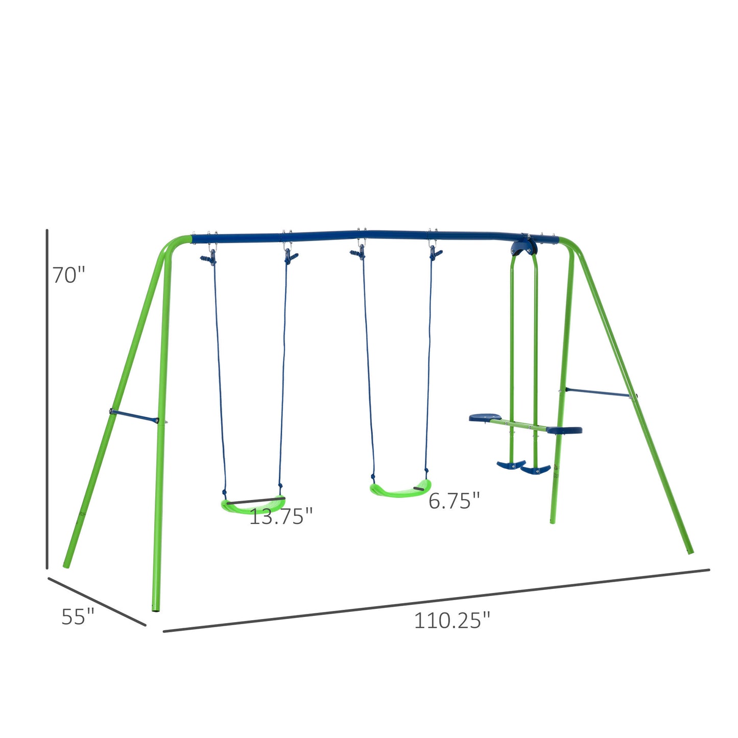 Backyard Bliss Metal Swing Set with Glider