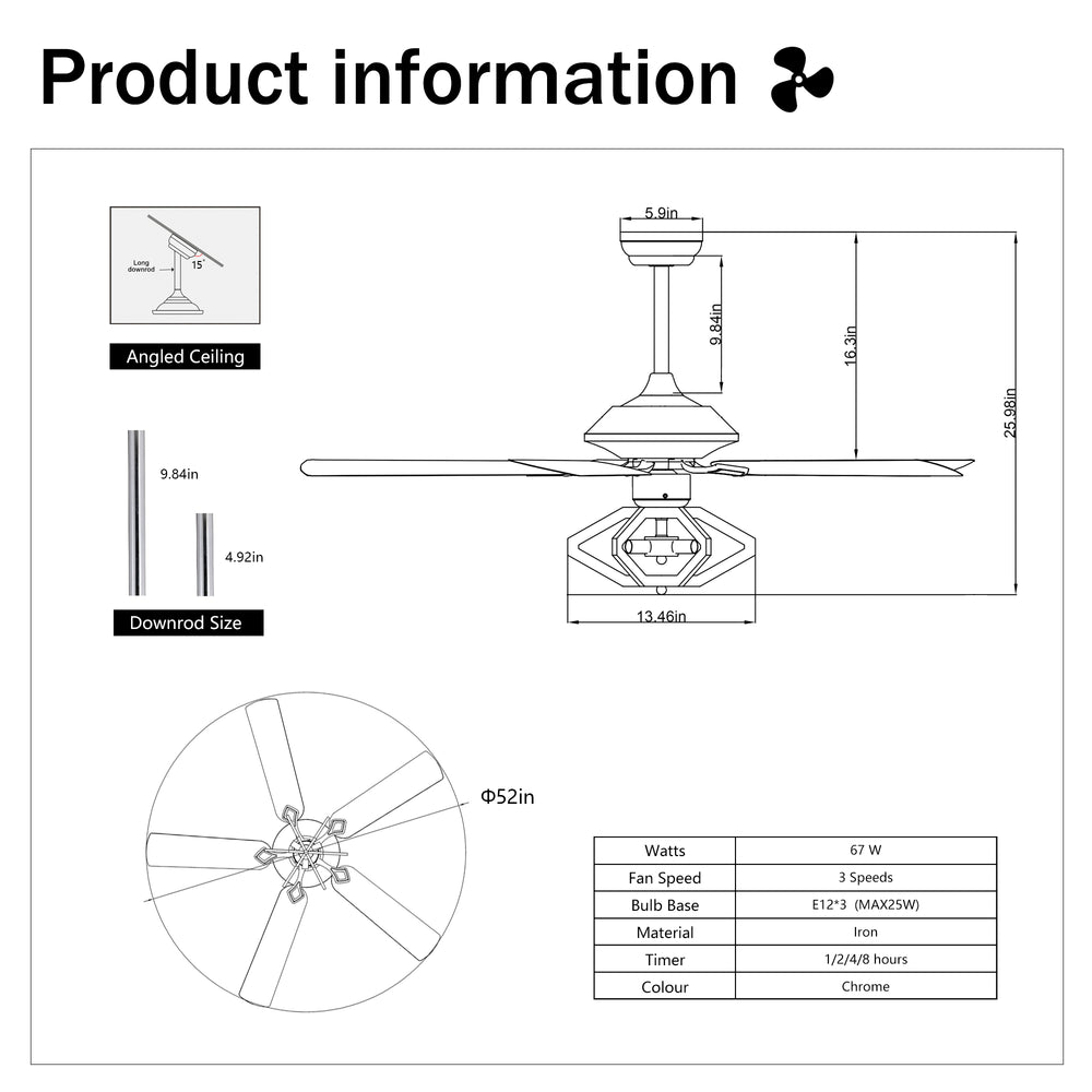 Crystal Breeze Ceiling Fan with Remote