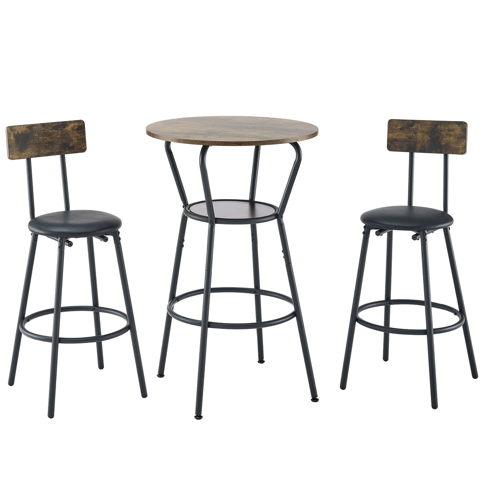 Rustic Round Bar Table & Cozy Stool Set