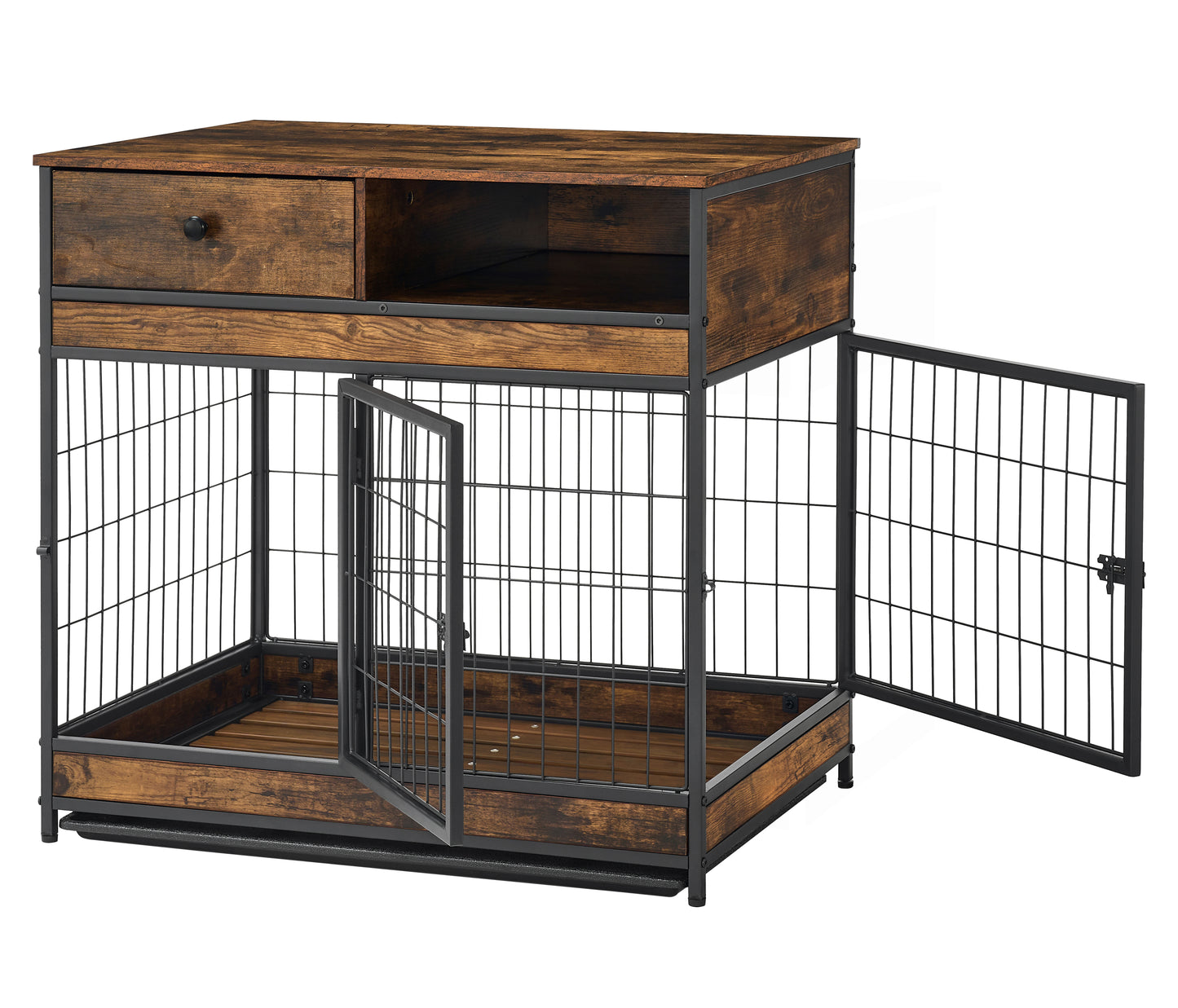 Rustic Dog Crate with Double Doors