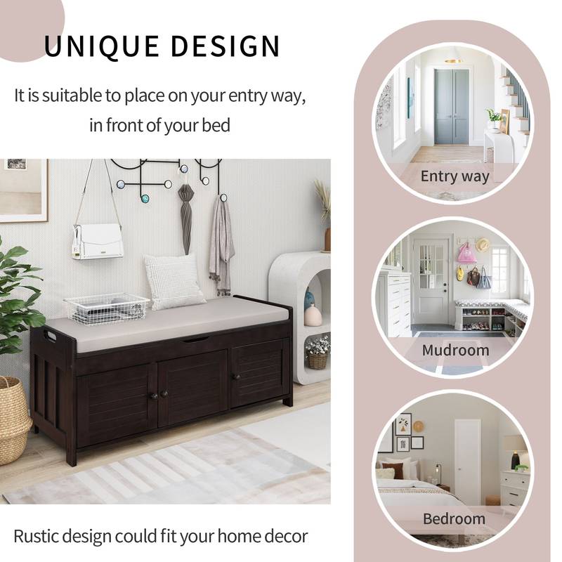Stylish Storage Bench with Cushioned Seat