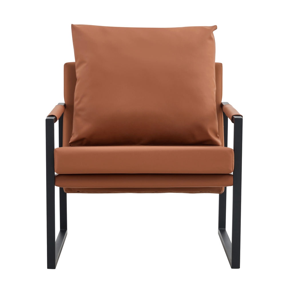 Chic Mid-Century PU Leather Armchair