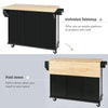 Versatile Black Kitchen Cart with Drop-Leaf Top and Storage Wheels