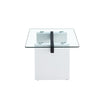 Sleek Glass & White Column Coffee Table