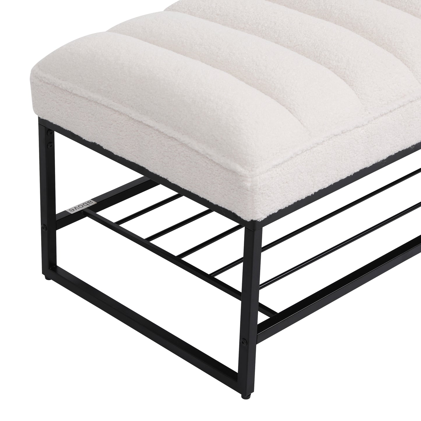 Cozy Channel-Tufted Bench with Chic Metal Shelf