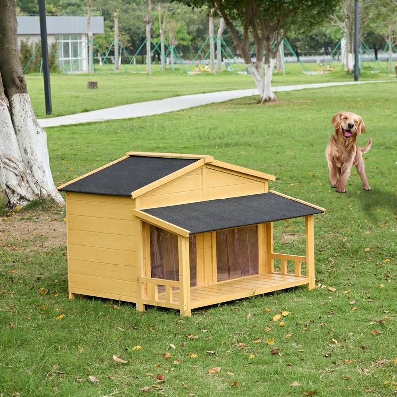 Cozy Cabin Dog House with Porch